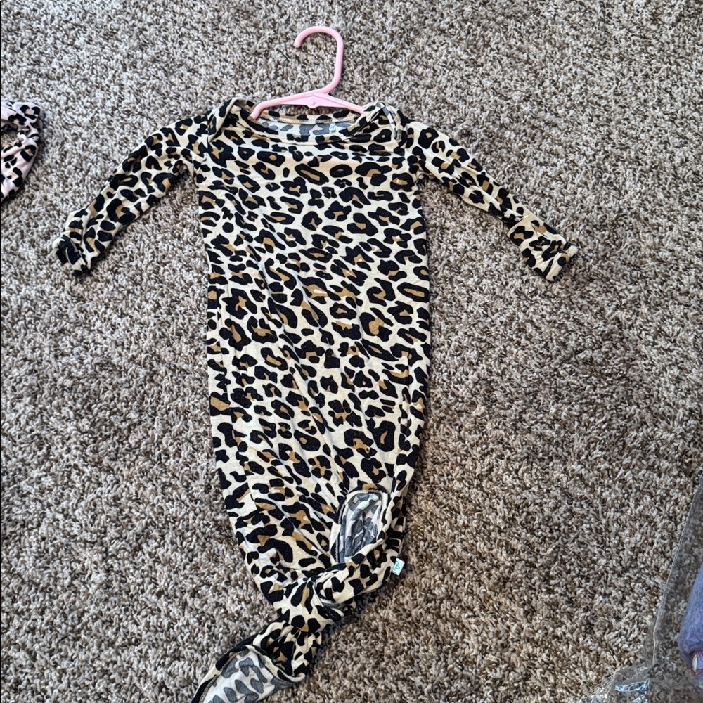 Posh Peanut Tan and Black Leopard Baby Gown